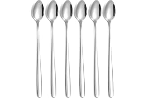 Tiokin Long Handle Teaspoons, 7.8-Inch Coffee & Ice Cream Spoons, Stainless Steel Set of 6