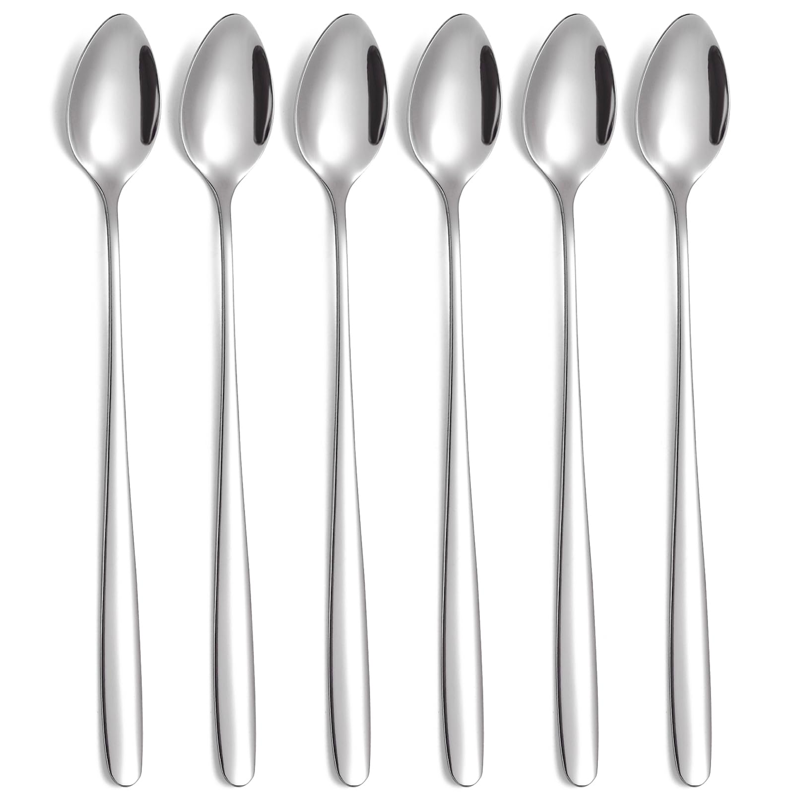 tiokin Latte Spoons Long Handle Coffee Spoons Teaspoons Set of 6 Stainless Steel 7.8Inches Tea Spoon Mixing Stirring Spoon for Latte Coffee Espresso Iced Tea Milk Shake Ice Cream Sundeas Cool Drinking