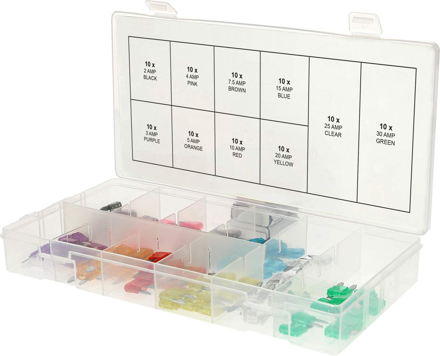 KS Tools 970.0740 Assortment of mini fuses, 2-30A, 100 pcs.