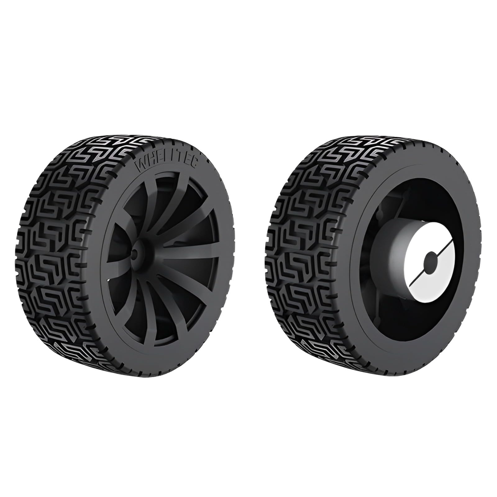 MiJunHD 2PCS 65mm Dia Large Load Bearing Rubber Tyre & 2PCS 8mm Bore Clamping Hexagonal Shaft Coupling Suitable for Remote Controlled RC Smart Car Robot Wheel Tyres