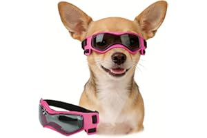 Enjoying Dog Goggles for Small Dogs, UV Protection Sunglasses for Dogs Small Breed, Outdoor Doggy Goggles, Anti-Fog/Wind/Dust
