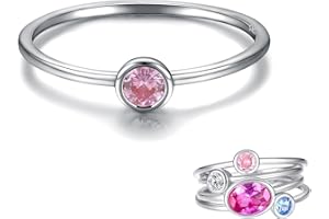 Sariel Simple Birthstone Rings for Women Family Jewelry 925 Sterling Silver Colorful Cubic Zirconia Stackable Promise Ring for Her