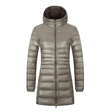 Leichte Daunenjacke Damen Lang Mit Kapuze Steppjacke Langer Daunenmantel Damen Stepp Winter Daunen Winterjacke Damen Leicht D