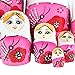 ilovebaby Brand New Pink Matryoshka Nesting Dolls -Popular Fan Shape, Colorful Authentic Russian Wooden for Children Kids Birthday Gifts and Home Decoration (7 PCS)