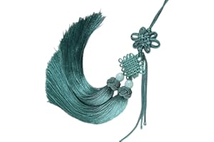 Chinese Knot Tassel with Jade Beads 13" Sword Tassels Traditional Hanging Decoration (466# Malachite Green)