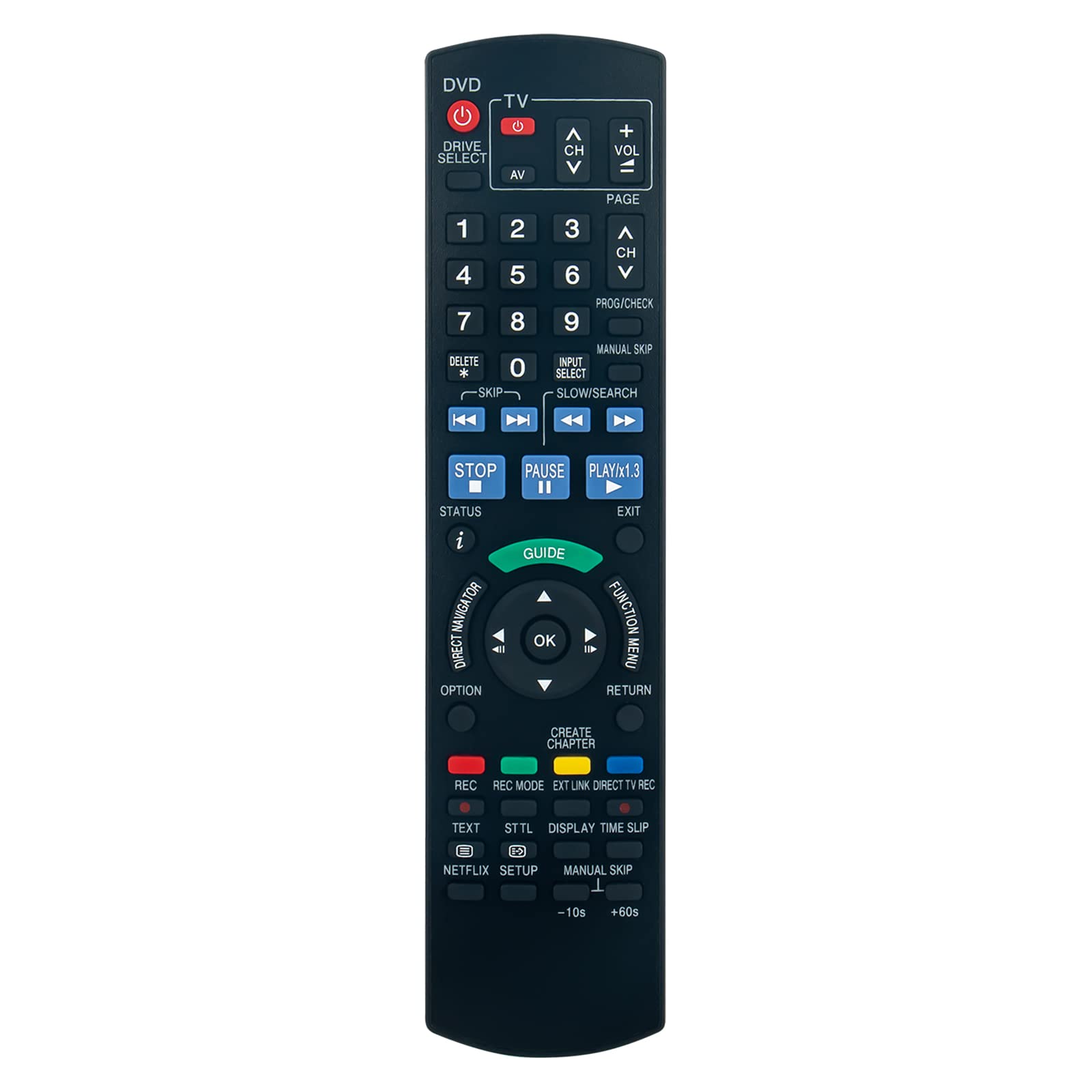 New N2QAYB000758 Remote Control Replacement fit for Panasonic HDD DVD Recorder N2QAYB000758 DMRBWT720EB DMR-BWT720EB DMR-BWT735EB Dmrbwt720eb Dmr-bwt735eb Remote Controller
