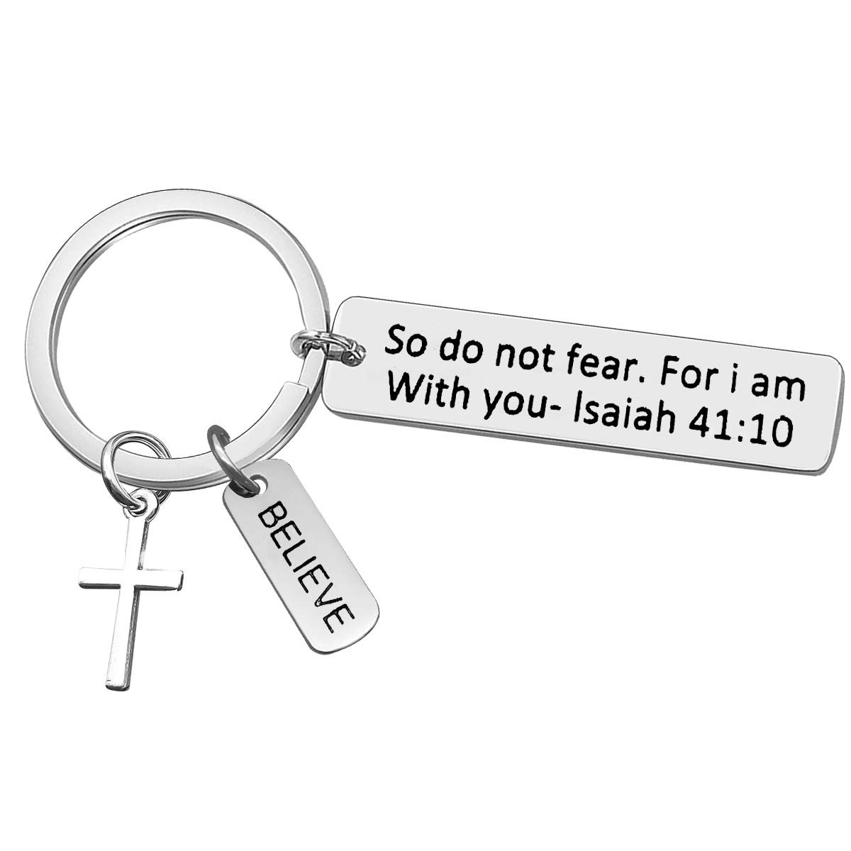 Christian Gift Keychain Bible Verse Key Chain So Do Not Fear for I Am with You Isaiah 41:10 Scripture Keychain Religious Gift Inspirational Gift Scripture Gift Bible Verse Gift for Family Friends