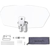 Justech Motorcycle Windshield Extender, Clip-On Deflector, Clear, Silver | Adjustable Clip-On Spoiler With Silver Bracket, High-Speed Stability, Compatible With Kawasaki, BMW, Triumph And Models