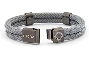 TRION:Z Zen Loop Duo Magnetic Field Therapy Wristband for Women & Men Featuring Patented ANSPO Technology (Charcoal, X-Large)