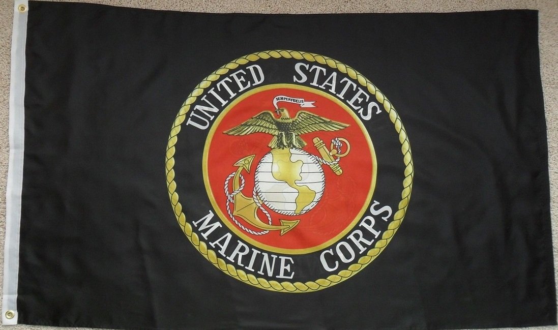 Photo 1 of Derberha USMC Marine Corps FLAG, 3'x5' BLACK Marines Emblem American banner
