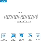 PATIKIL 3/8"-16 UNC 304 Stainless Steel Threaded Rod 10" 2Pcs Right Hand view 2