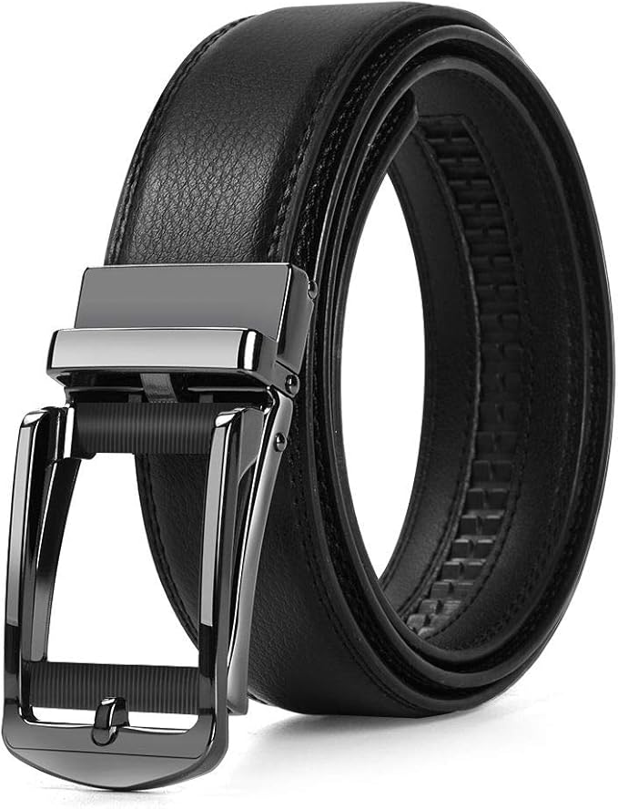 Amazon Megan ベルト メンズ 紳士 ビジネス カジュアル 革 ブラック オートロック式バックル サイズ調節可能 上質レザー 穴なし 無段階調節 高級感 おしゃれ 祝いギフト ベルト 通販
