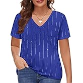 RITERA Plus Size Sparkle Sequin Tops for Women Shimmer Glitter V Neck Blouse Short Sleeve Shiny Fashion Party T-Shirts XL-5XL