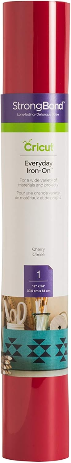 Cricut Everyday Iron On 12” x 24” Vinyl Roll, DIY Decoration Supplies - Cherry: Arts, Crafts & Sewing