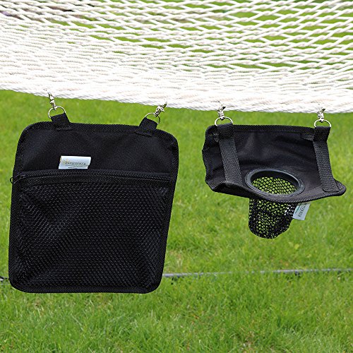 Sunnydaze Hanging Drink Holder and Tablet Device Holder, Outdoor Rope Hammock Accessory