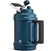 Gallon Water Jug for Outdoors: 2-in-1 Straw Spout Lid, Dual Handle, Leakproof, Keep Cold 48H, 128 oz Insulated Water Bottle for Men, Travel, Gym, Trip, Workout, Camping, Hydration, Fitness (Deepsea)