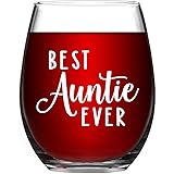 Aunt Gifts - Aunt Wine Glass 15 Oz, Best Auntie Ever Gift for Mother's Day, Birthday, Pregnancy Announcement, Baby Announceme