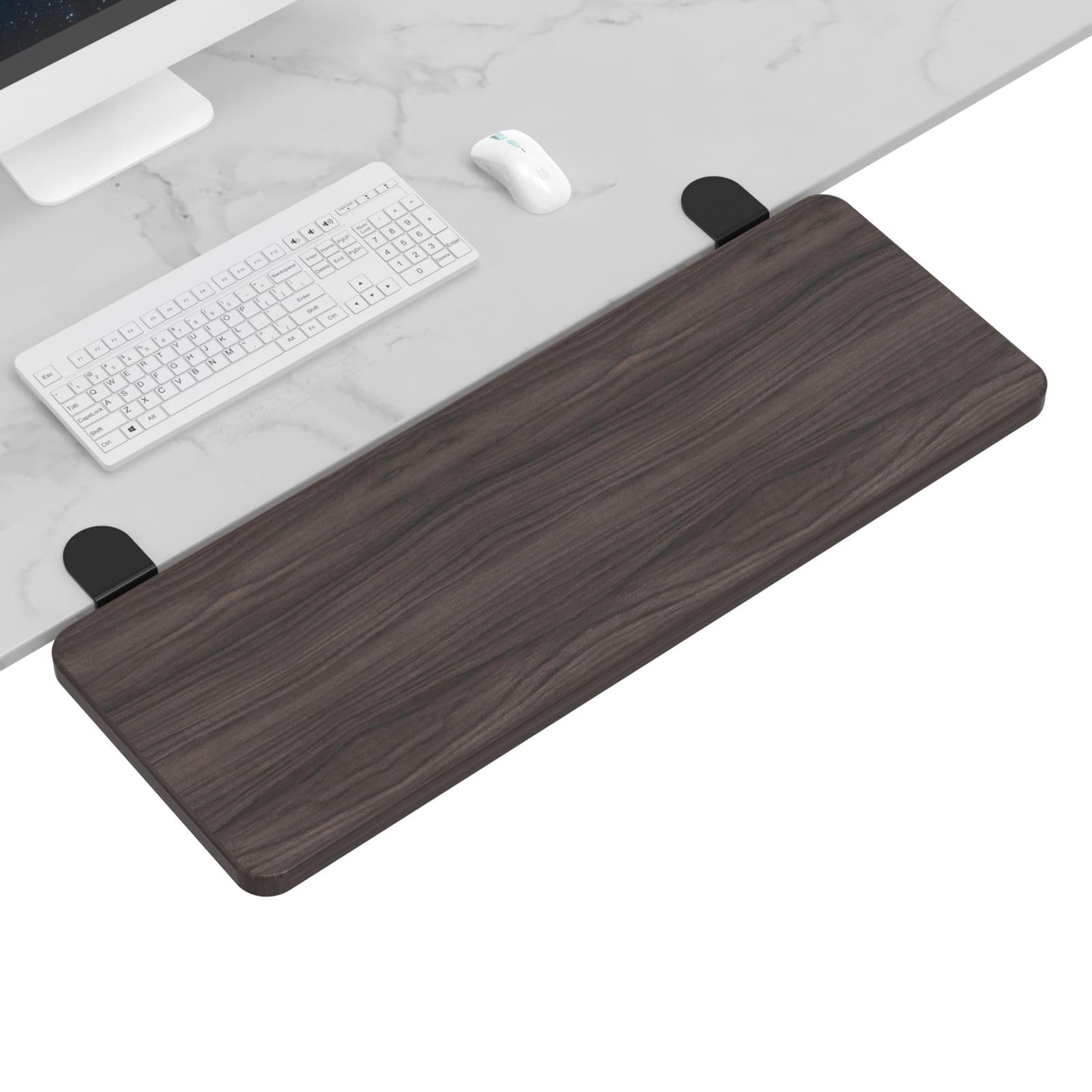 Photo 1 of OUGIC Ergonomic Desk Extension Tray, 75x24cm, Clamp Without Punch, Keyboard Drawer Tray, Computer Armrest Table Stand