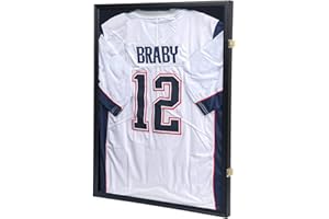 KCRasan Jersey Display Frame Case - Large Lockable Frames Shadow Box with UV Protection for Baseball Basketball Football Soccer Hockey Sport Shirt Matte Black Finish