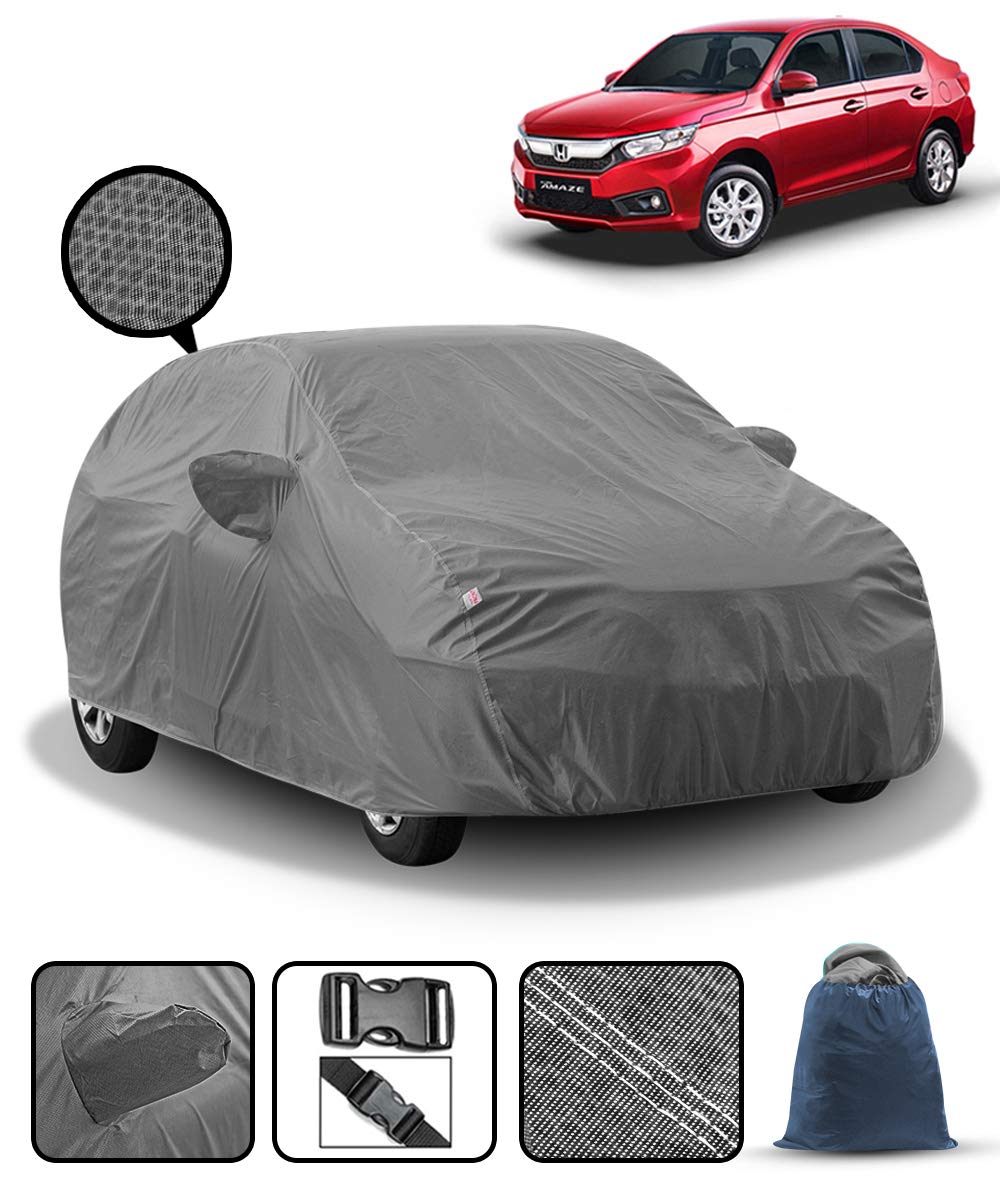 Fabtec Car Body Cover for Honda Amaze 2018 with Mirror Pocket and