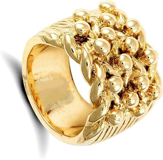 Yellow Gold Keeper Ring Men's 4 Row VERY HEAVY 9 Carat Hallmark British