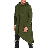 COOFANDY Men's Hooded Poncho Cape Cloak Casual Asymmetric Hem Hoodie Sweatshirts