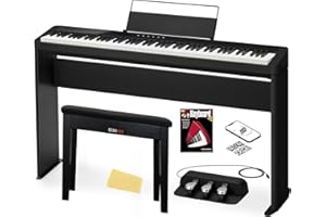 Casio PX-S1100 Privia Digital Piano - Black Bundle with CS-68 Furniture Stand, SP-34 Three Pedal System, Furniture Bench, Instructional Book, Instructional Video, and Austin Bazaar Polishing Cloth