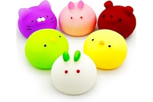JIAHO 6 Pcs Mochi Squishy Toys for Kids Party Favors, Mini Round Animals Toys Kawaii Squishies for Classroom Prizes, Easter Basket and Goodie Bag Stuffers, Stress Balls Fidget Toys Bulk for Kids
