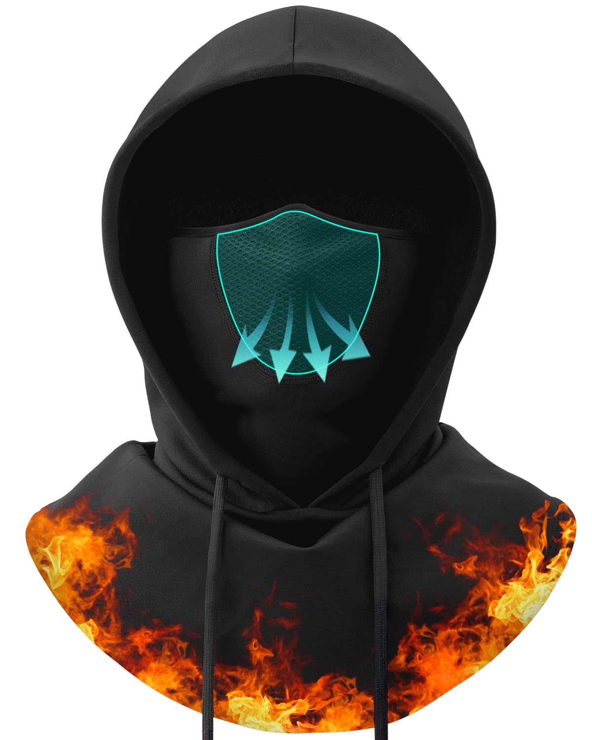 Photo 1 of 3 in 1 Winter Thermal Balaclava Hood Face Mask with Ear Loops Men Women Fleece Breathable Ski Mask-Cold Weather Windproof Black