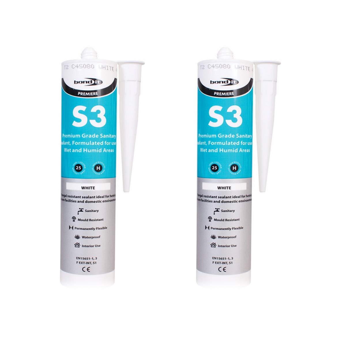 2 x WHITE BOND IT S3 SANITARY GRADE SEALANT ALL COLOURS FUNGAL