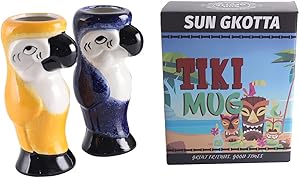 SUN GKOTTA Tiki Mugs Cocktail Set of 2 - Large Ceramic Hawaiian Party Mugs Drinkware, Cute Cocktail Glasses, Tiki Bar Professional Barware