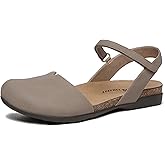 Athlefit Women's Closed Toe Sandals Comfort Cork Footbed Arch Support Flat Sandals