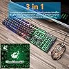 UK-Layout-Keyboard-and-Mouse-Set-104-Keys-Rainbow-Backlit-QWERTY-Keyboard-2400-DPI-4-Buttons-Breathing-Mice-MousePad-USB-Wired-Compatible-with-PC-Windows-Mac-PS4-XBox-Black Gaming Keyboard and Mouse Set, 104 Keys UK Layout QWERTY Rainbow Backlit Keyboard, 2400 DPI 4 Buttons Colorful Mice…