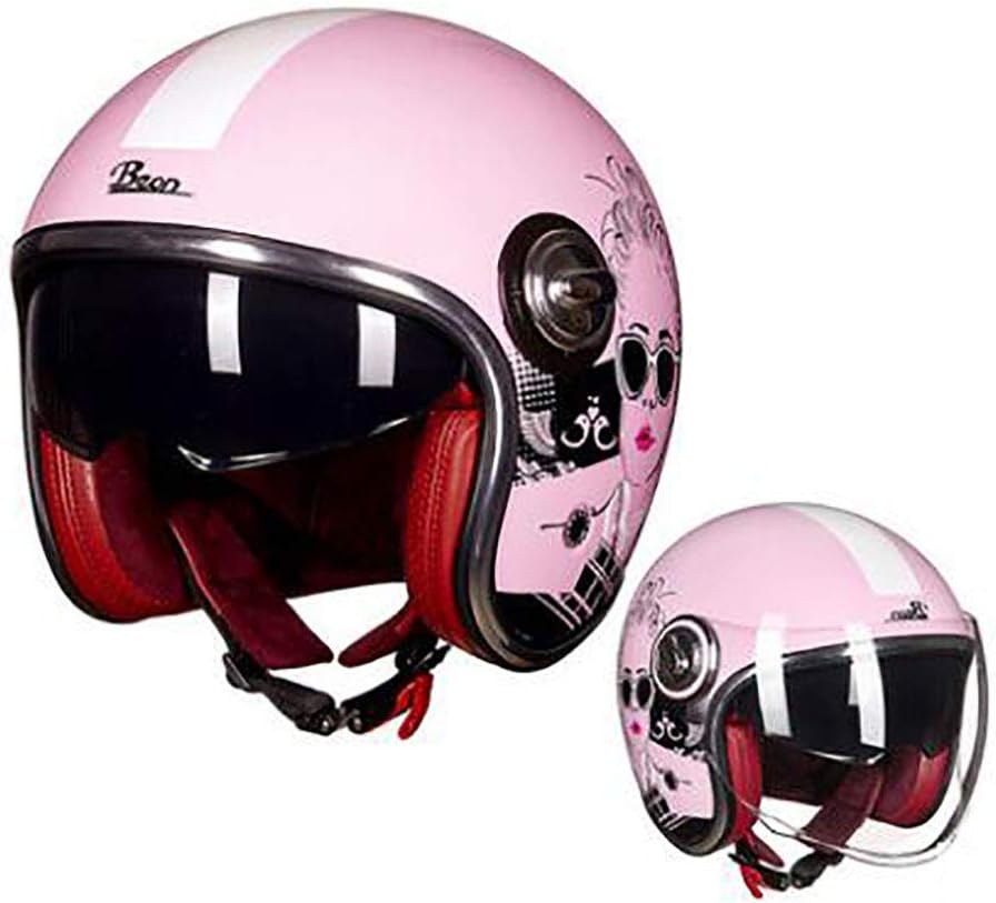 TKer Vintage Motorcycle Helmet with Dual Visor, Open Face Helmet for Adult Men and Women, DOT/ECE Double Approved