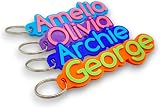 Personalised Keyring 3D Name Tag 24 Colours for Kids Bags Party Favors view 1