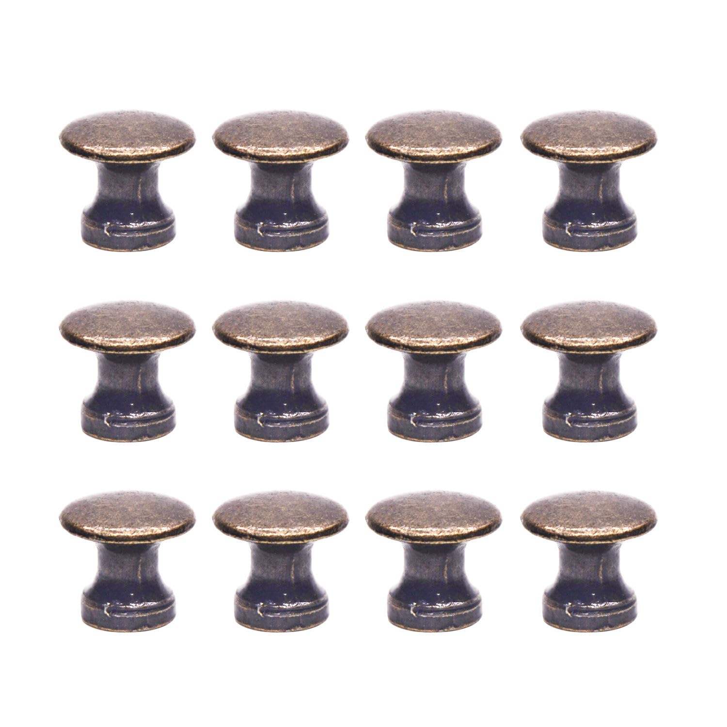 Photo 1 of Mairuker 12 Pcs Mini Cabinet Knobs - Antique Brass Round Jewelry Box Pull Handle Drawer Knobs Handles - 13 * 9mm (0.51x0.35inch)