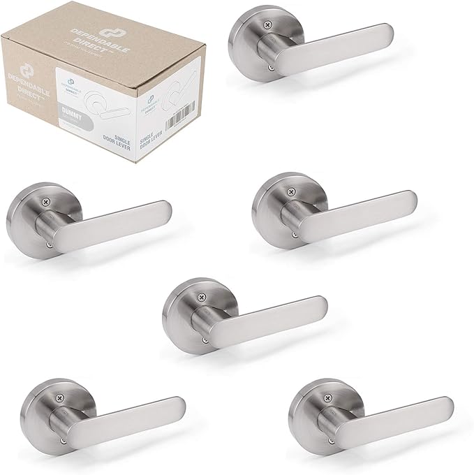 6 Pack of Flat Door Handle Levers Dummy for Laundry Room, Hallway, Closet Satin