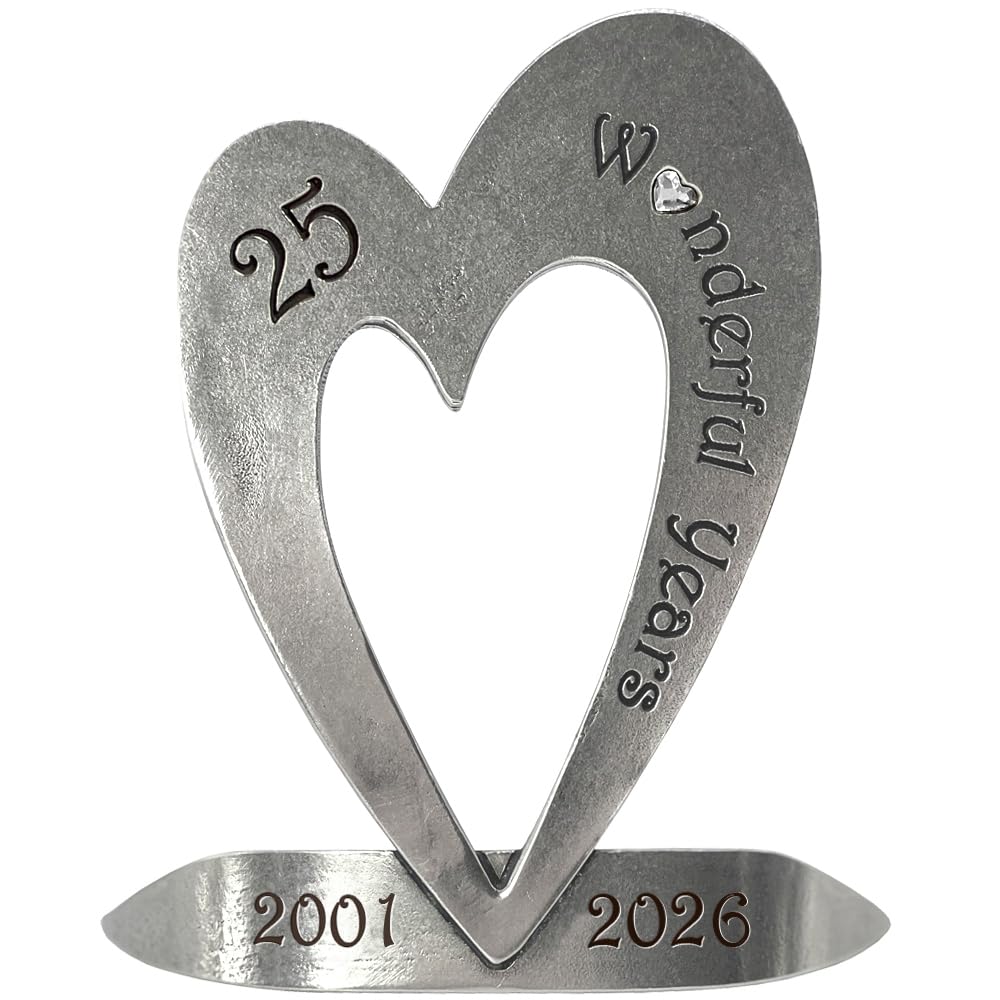 English Pewter Company 25th Silver Wedding Anniversary Heart Keepsake Gift With Crystal Personalised With Your Years [ANN102]