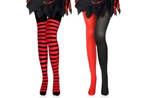 Xaatren 2 Pair Women Striped Tights Horizontal Stripe Tights Full Length Tight for 80s 90s Carnival Mardi Gras World Book Day