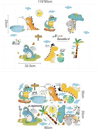 Amazon Hongdong ウォールステッカー 可愛い 恐竜スケートボード 子供スッテッカー 壁画 壁紙シール 剥がせる 飾り シール 居間 寝室 テレビの背景 壁イラスト 壁装飾 幼稚園ウォールデコレーション インテリア ステッカー Diy 手作り 壁紙 ウォールステッカー