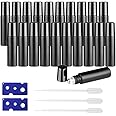 20PCS Roller Bottles 10mL Essential Oil Ultra Thick Matte Black Frosted Glass (2 Openers+3 Pipettes Value Pack), Stainless St
