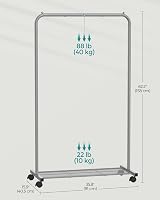SONGMICS Clothes Rack on Wheels 91 cm Long with Storage Shelf Grey HSR025G01 view 7