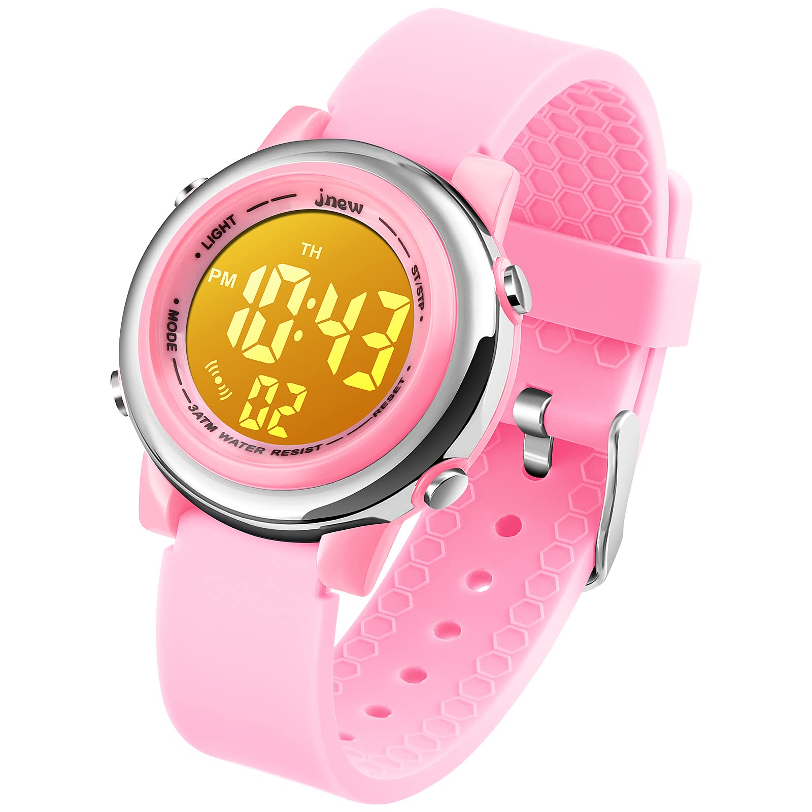 VenSten Girls Digital Watch - Kids Sports Waterproof Electrical Outdoor Stopwatch Alarm 7 Color LED Luminescent Watches for Youth Girl
