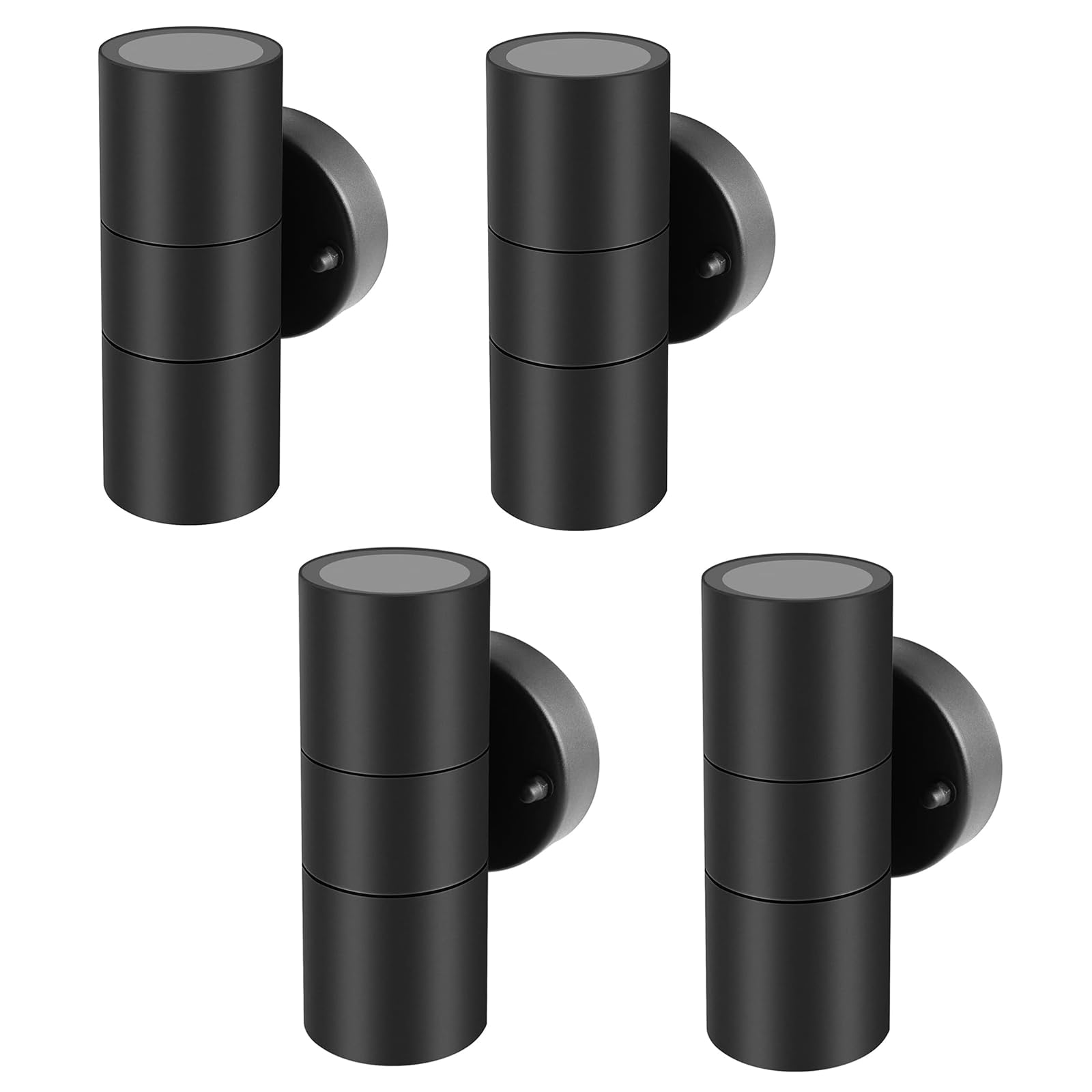 Kerry Outdoor Wall Lights, Up Down Mains Powered Lighting, Black Stainless Steel IP44 Waterproof, Exterior Wall Sconce for Indoor, Front Door, Patio, Porch, Garden, Garage - 4 Pack (No Bulb Incl) — image 1