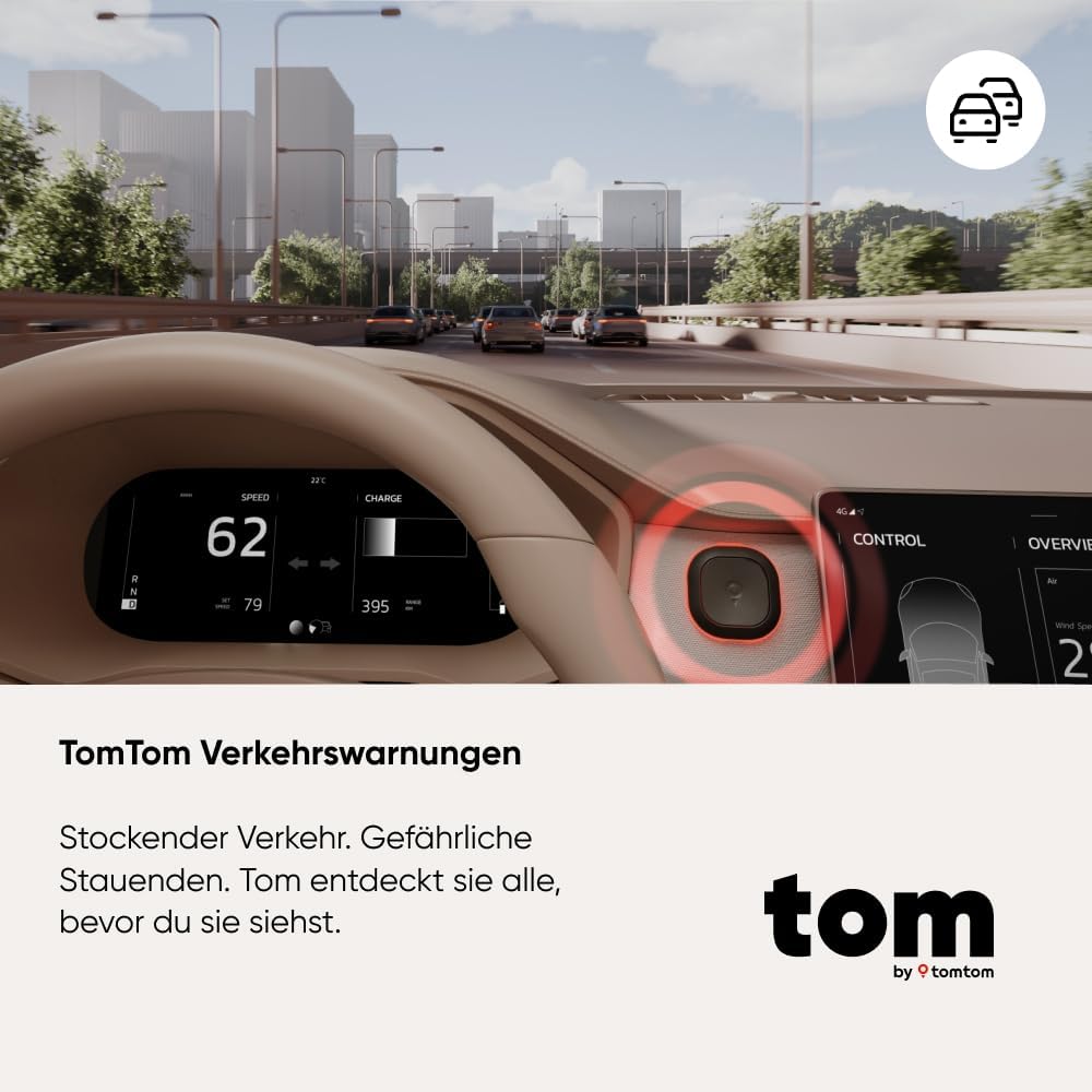 TomTom Verkehrs-Assistent Tom [Neue Software März ’26] (Radarkamerawarnungen, Warnungen vor Staus, Hindernissen und Geschwindigkeitsüberschreitungen, kompatibel mit CarPlay und Android Auto) 4