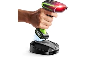 Eyoyo 2D QR Industrial Barcode Scanner with Wireless Charging Stand, Rugged Heavy Duty & IP65 Waterproof 3-in-1 Bluetooth & Wireless & USB Hands-Free Barcode Reader for Laptop Desktop Tablet Android
