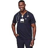 FIGS Leon Scrub Top for Men – 3 Pockets, Tailored Fit, Modern V-Neck, 4-Way Stretch, Moisture-Wicking
