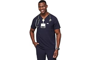 FIGS Leon Scrub Top for Men – 3 Pockets, Tailored Fit, Modern V-Neck, 4-Way Stretch, Moisture-Wicking