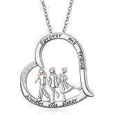 HOOHWE Sister Necklaces for Women 925 Sterling Silver Love Heart Pendant Always my sister Forever my friend Necklace to Sisters Birthday Jewelry Gifts