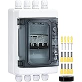 DIHOOL DC Circuit Breaker Box Cover with UV-Proof, 20 Amp Electrical Power Distribution Box 2 in 2 Out, PV Solar Disconnect Switch